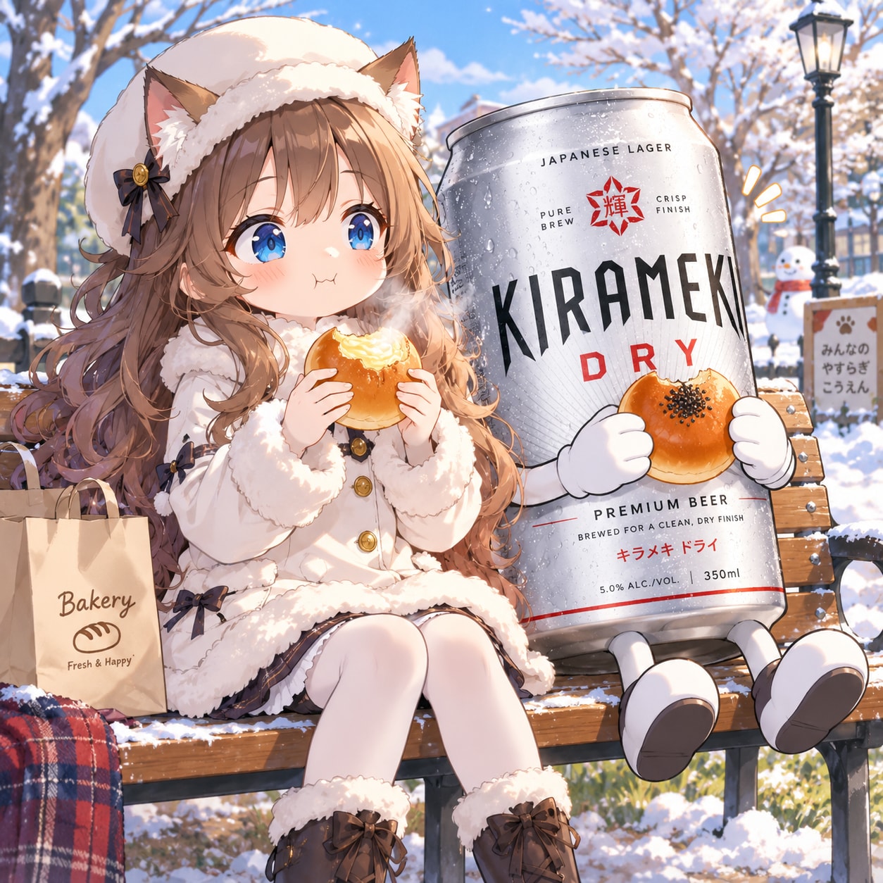 焼きたてのクリームパンを食べる小さな女の子 | の人気AIイラスト・グラビア