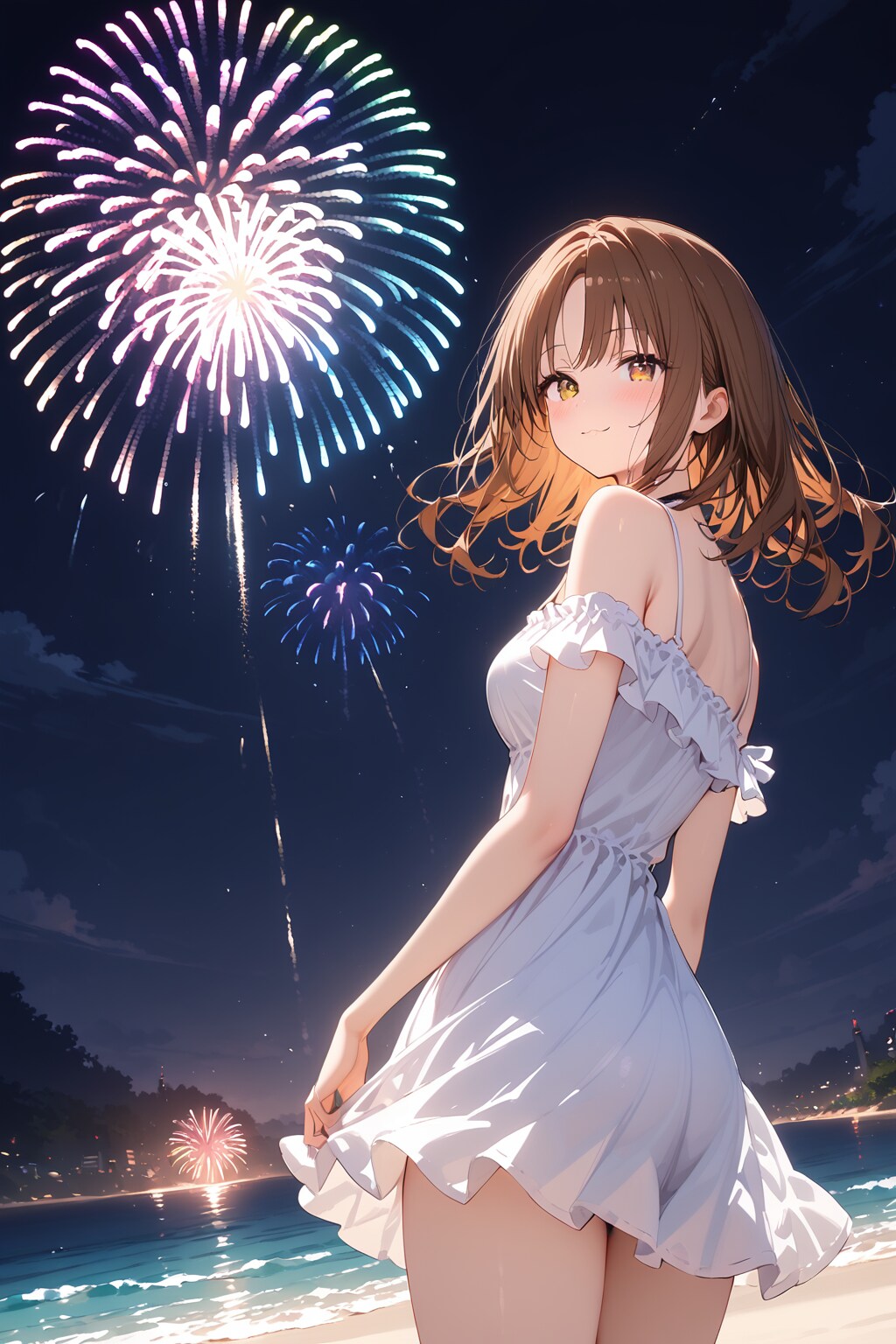 夏の海は開放的？【花火】