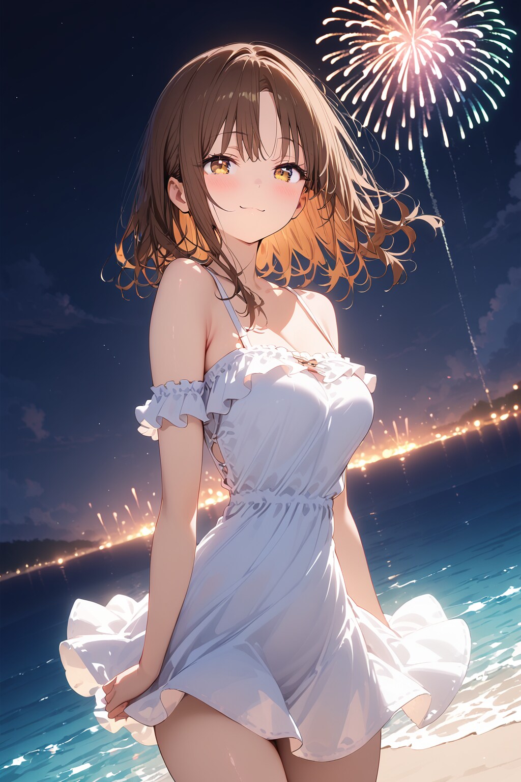 夏の海は開放的？【花火】