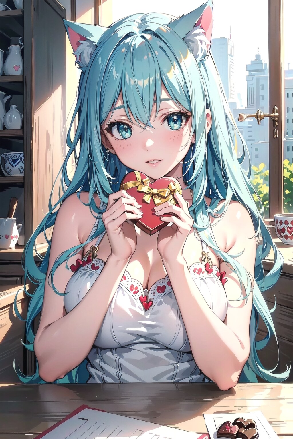 はい💕私からのバレンタインチョコです🍫🐱💓 | の人気AIイラスト・グラビア