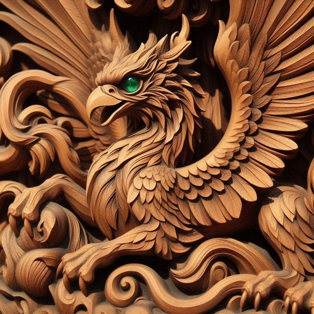 グリフォン・木彫レリーフ