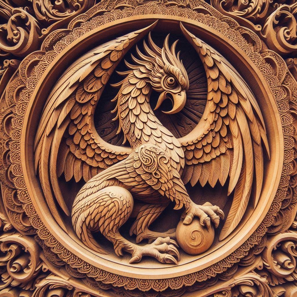 グリフォン・木彫レリーフ