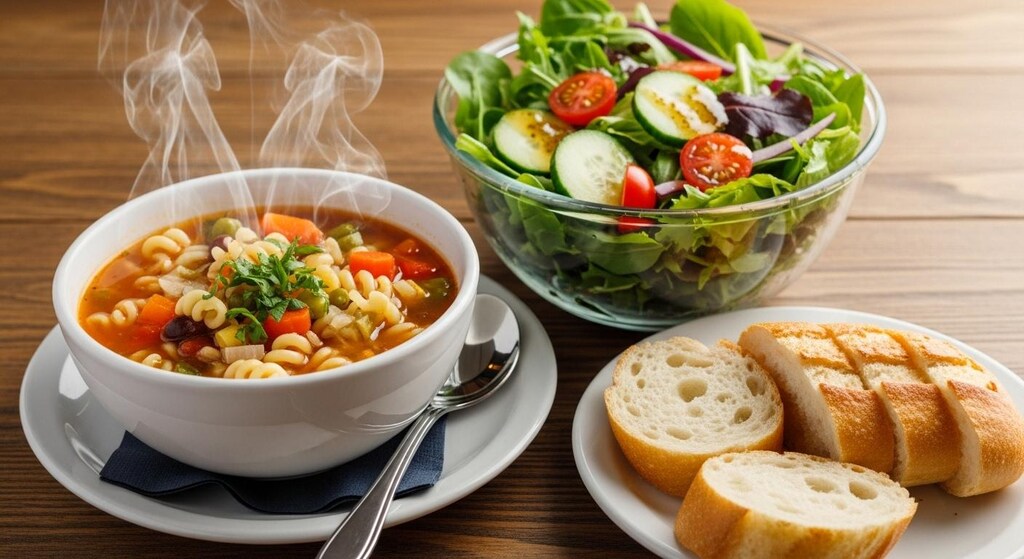 摩訶不思議食堂のミネストローネセット