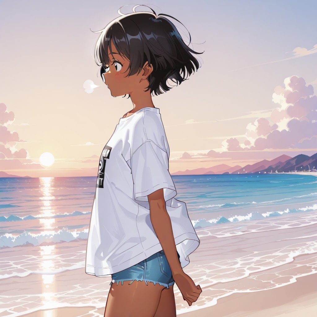 海を見つめる