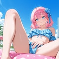 浮き輪でぷかぷか、こまのちゃん 2枚目
