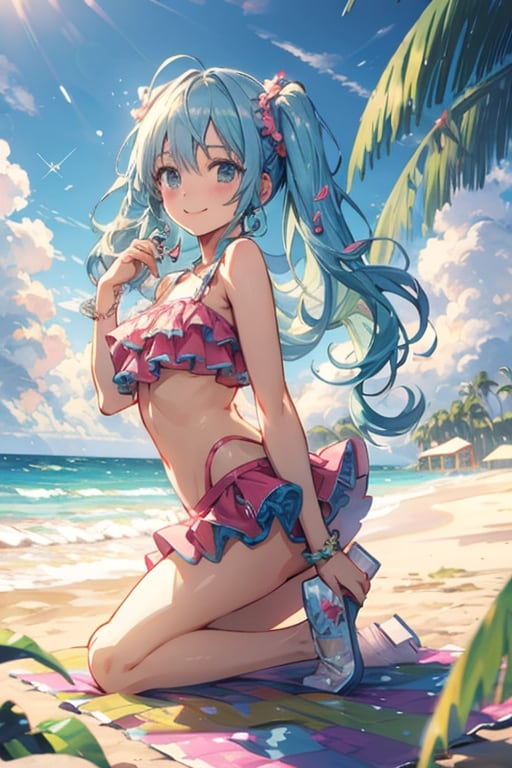 ピンク色のビキニの美少女