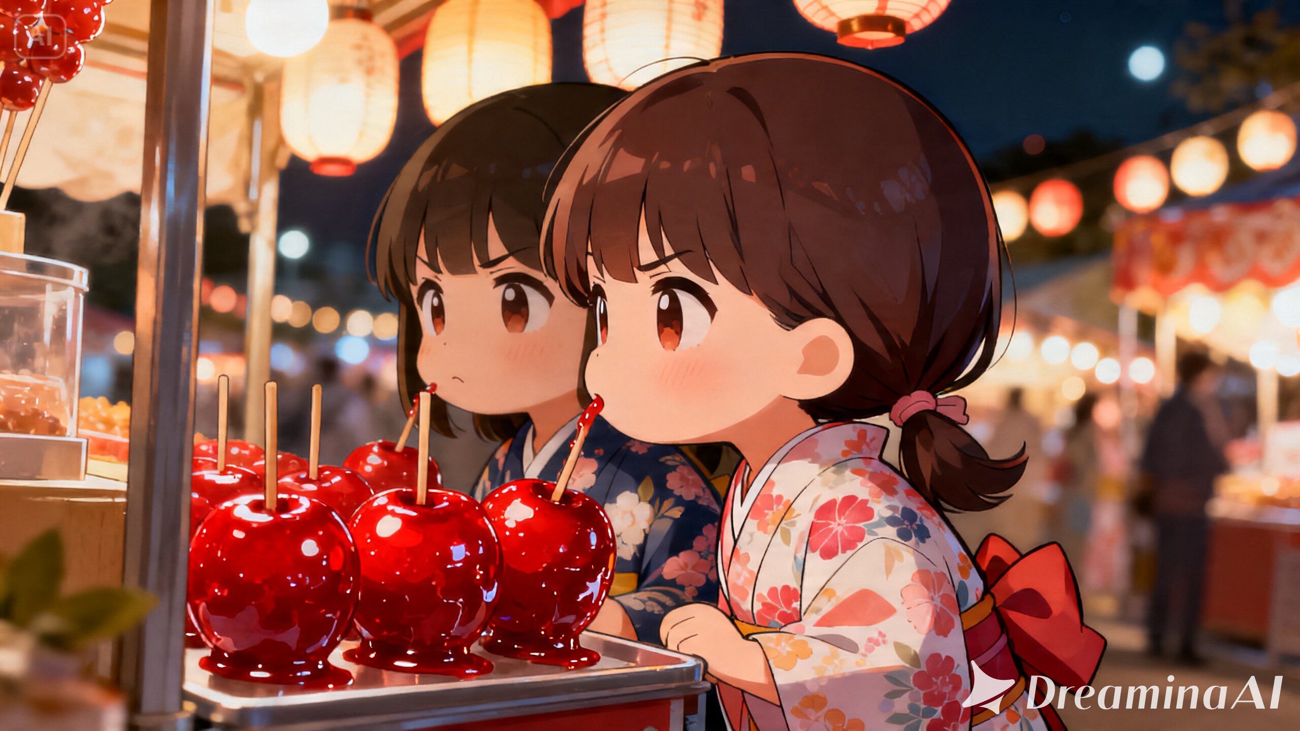 今日の夏休み（リンゴ飴にかじりつく１）