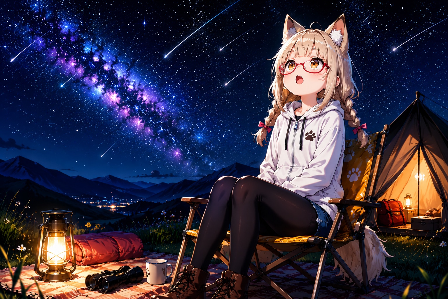街の狼耳民族と星降る夜