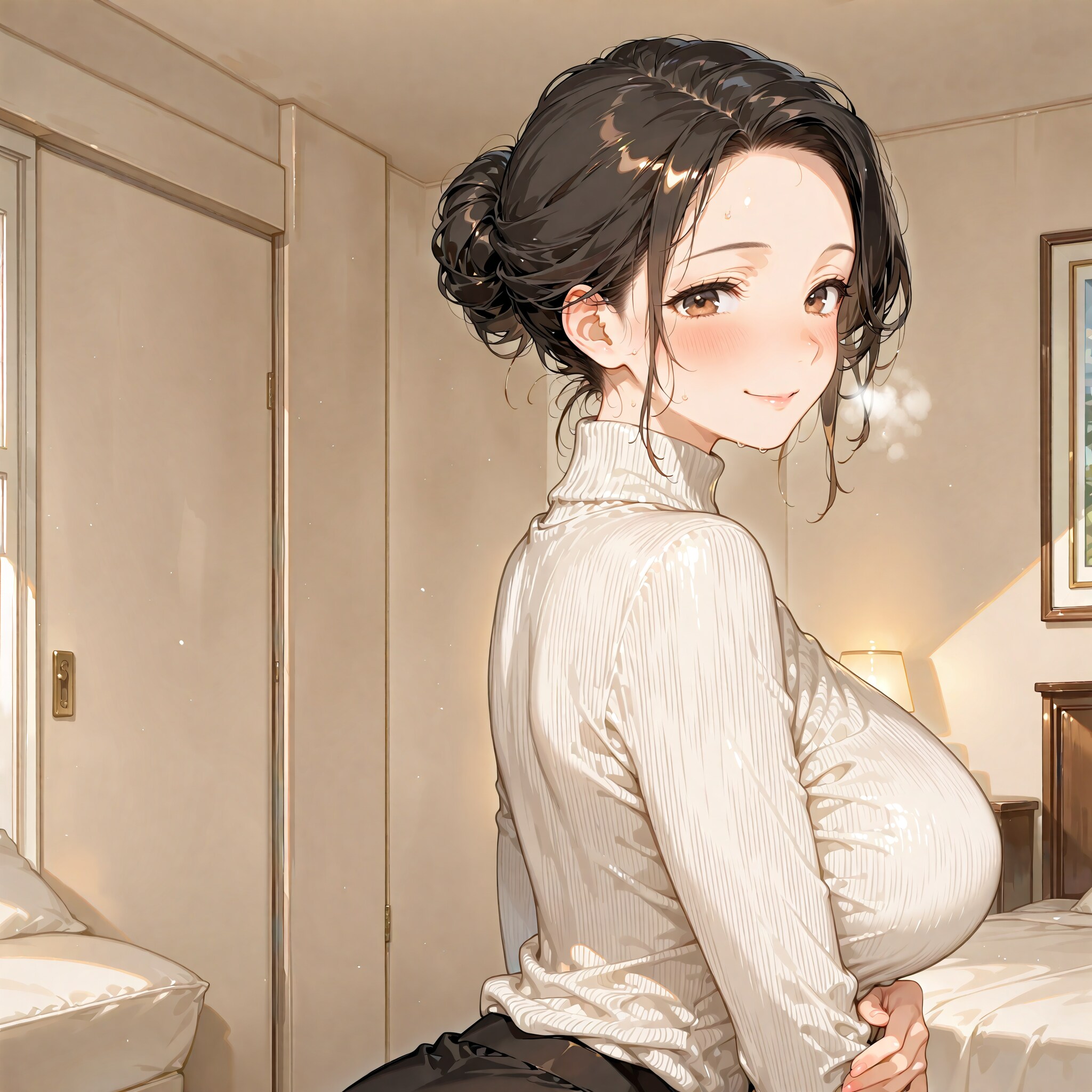 髪を上げたミチルさん