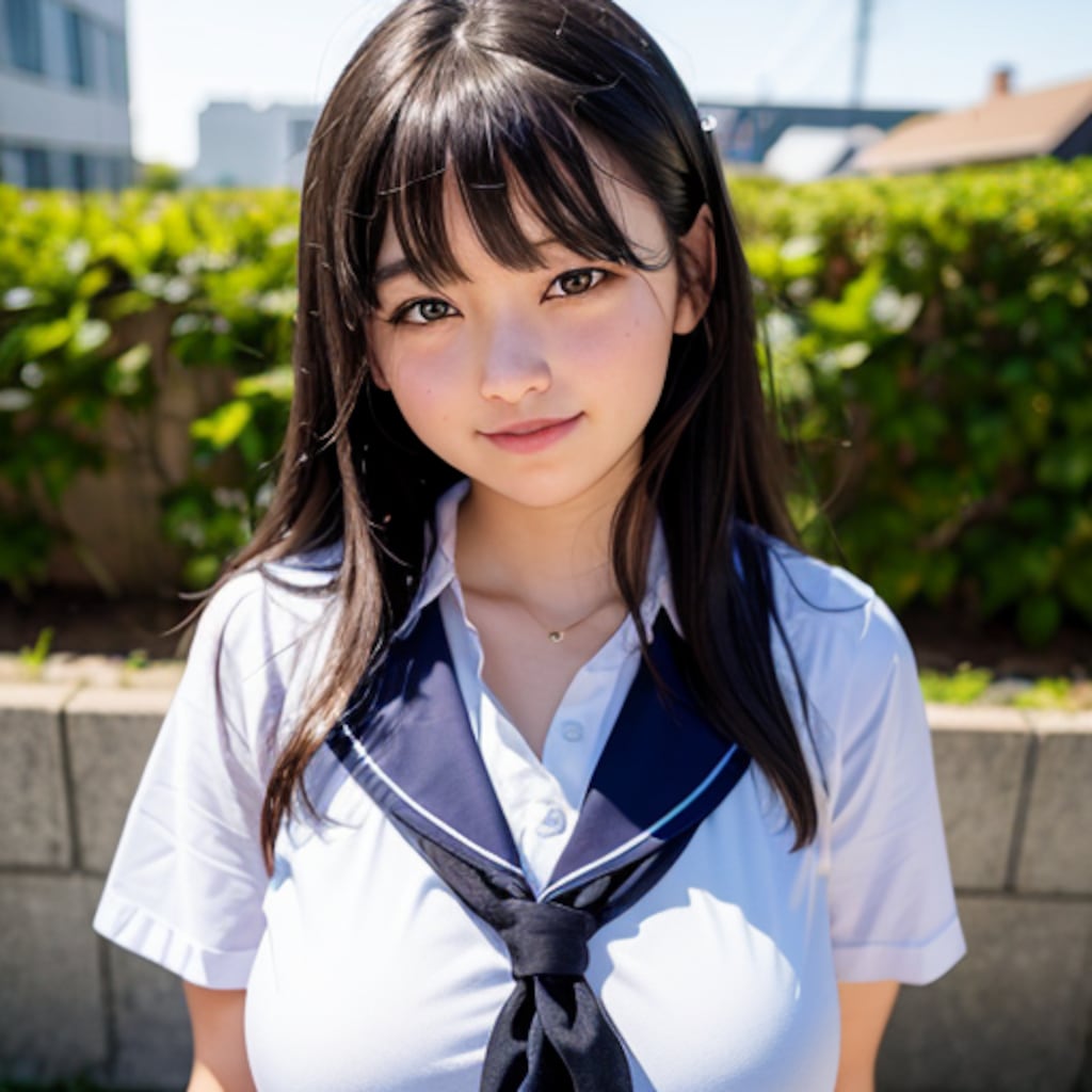 初夏の巨乳JK