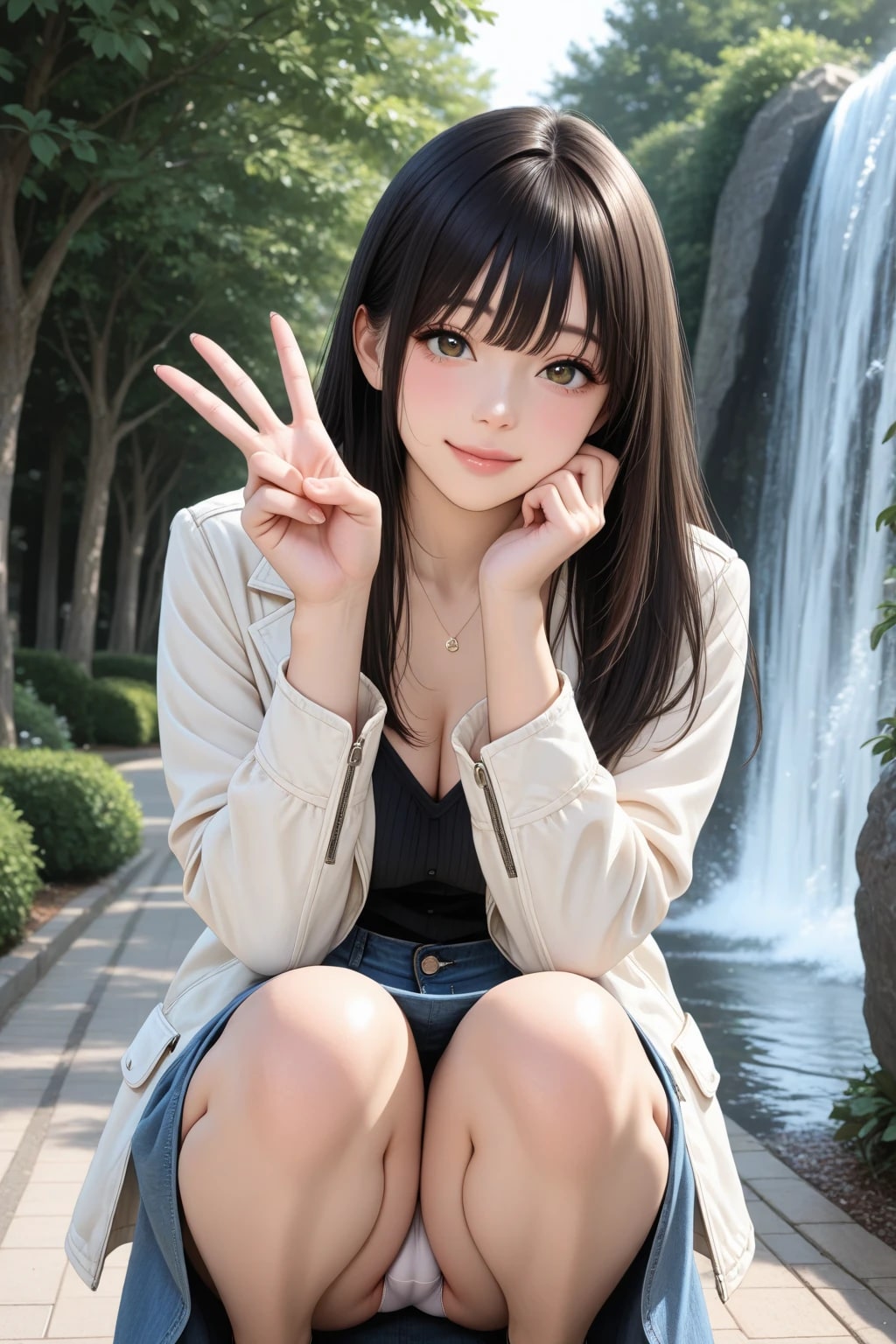 ピースじゃなくて3だけど、パンチラしてるからまあいいか。。。