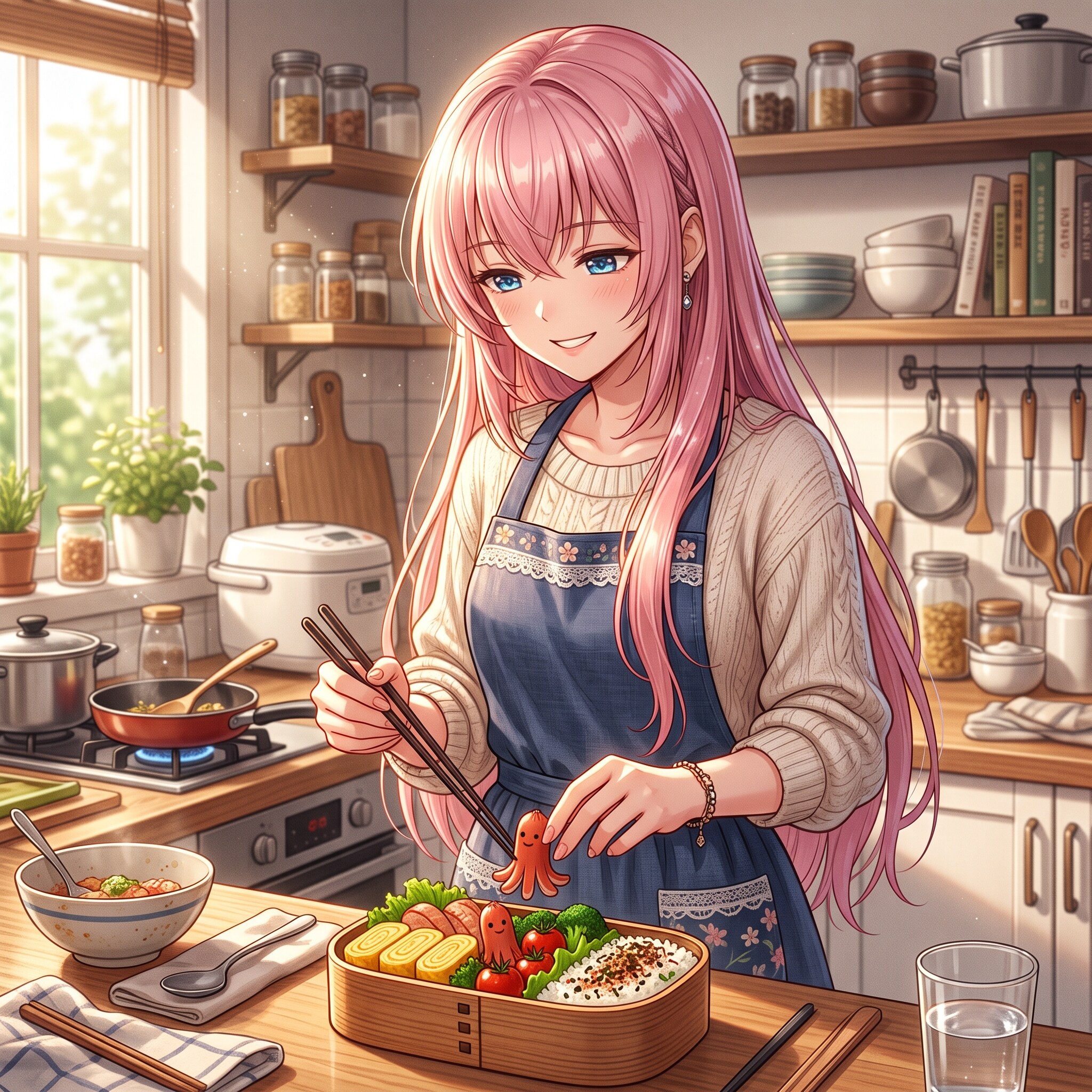 ルカさんのお弁当作り😋🐙 | の人気AIイラスト・グラビア
