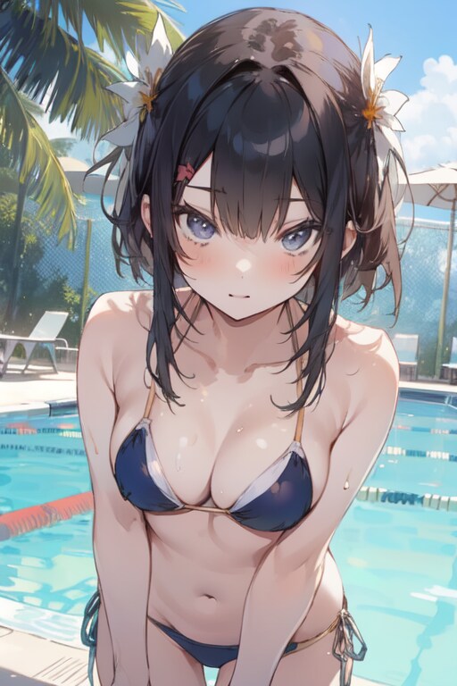 黒髪水着女子1/black hair swimsuit girl1