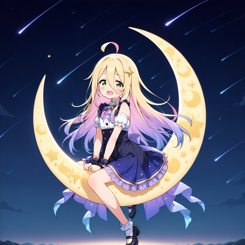 三日月に乗る女の子 | の人気AIイラスト・グラビア