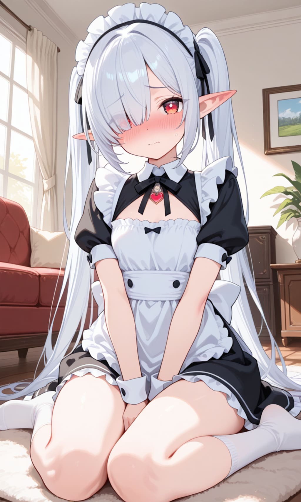 メイド服を着たシロネさん