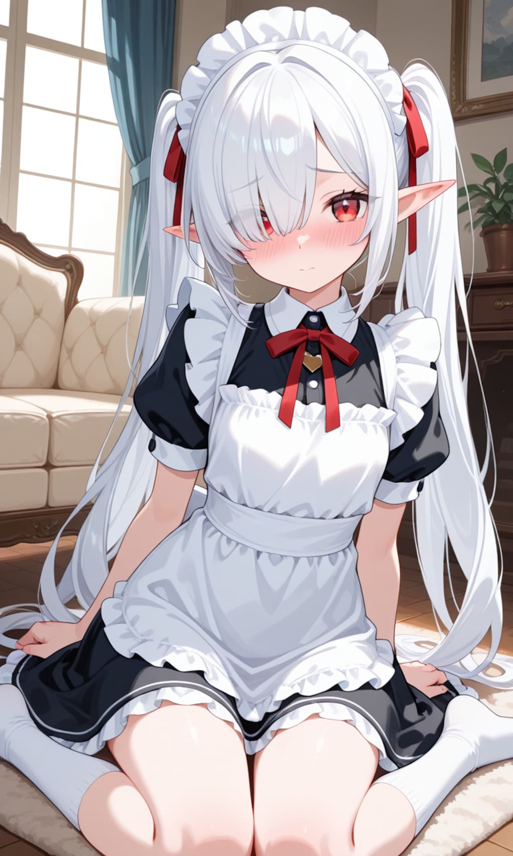 メイド服を着たシロネさん