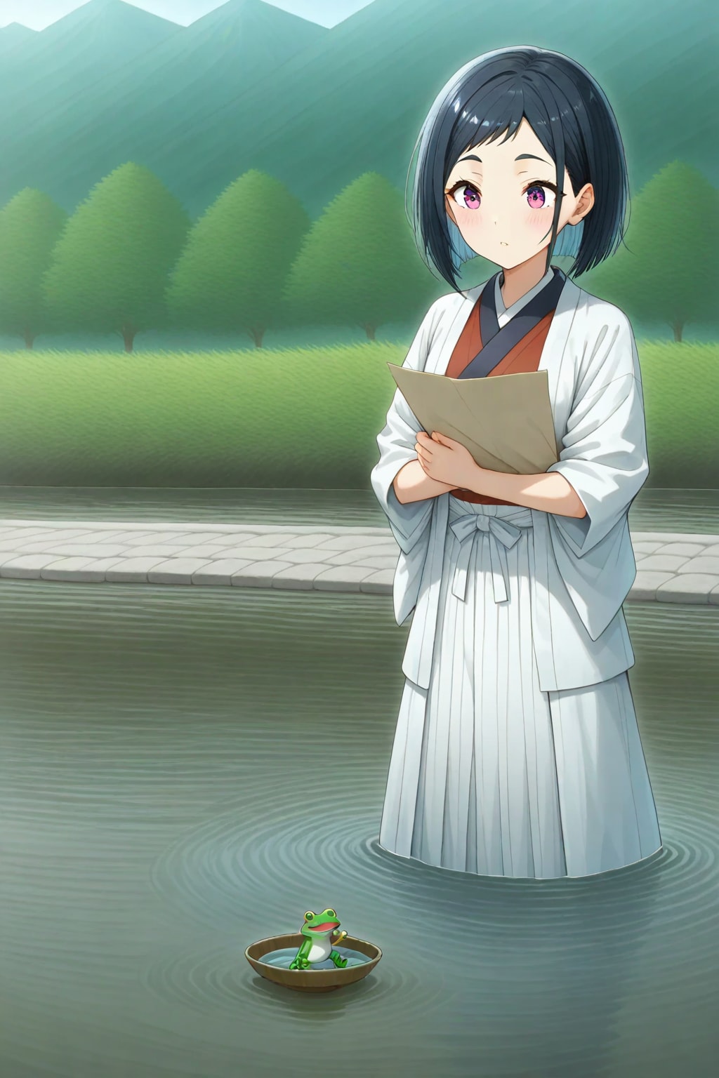 蛙待ちの少女と、気まぐれな池