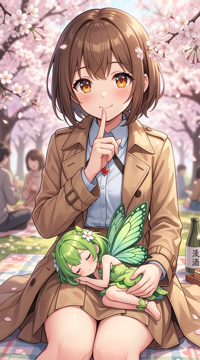 旅人少女と妖精さん〜お花見とうたた寝〜 | の人気AIイラスト・グラビア