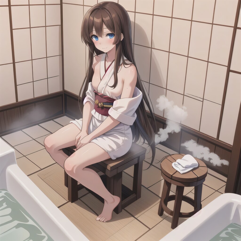 黒髪ロングでお風呂の少女２４