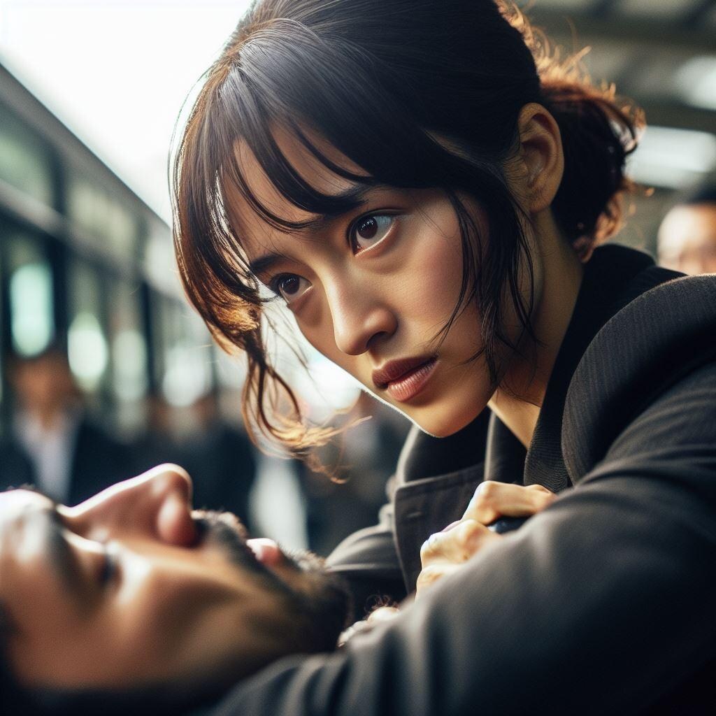 バス停での捕物劇