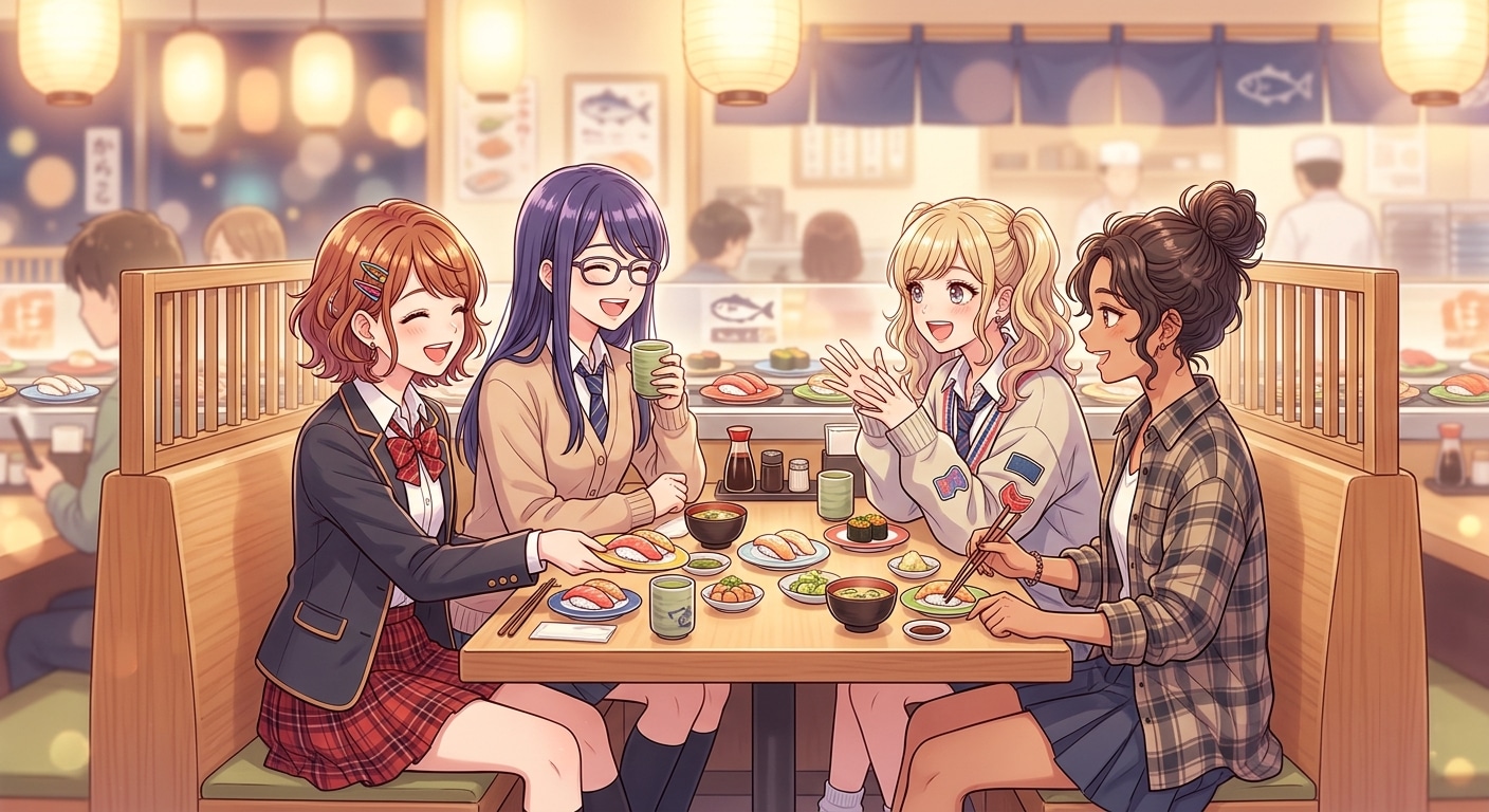 JKの回転寿司パーティー | の人気AIイラスト・グラビア
