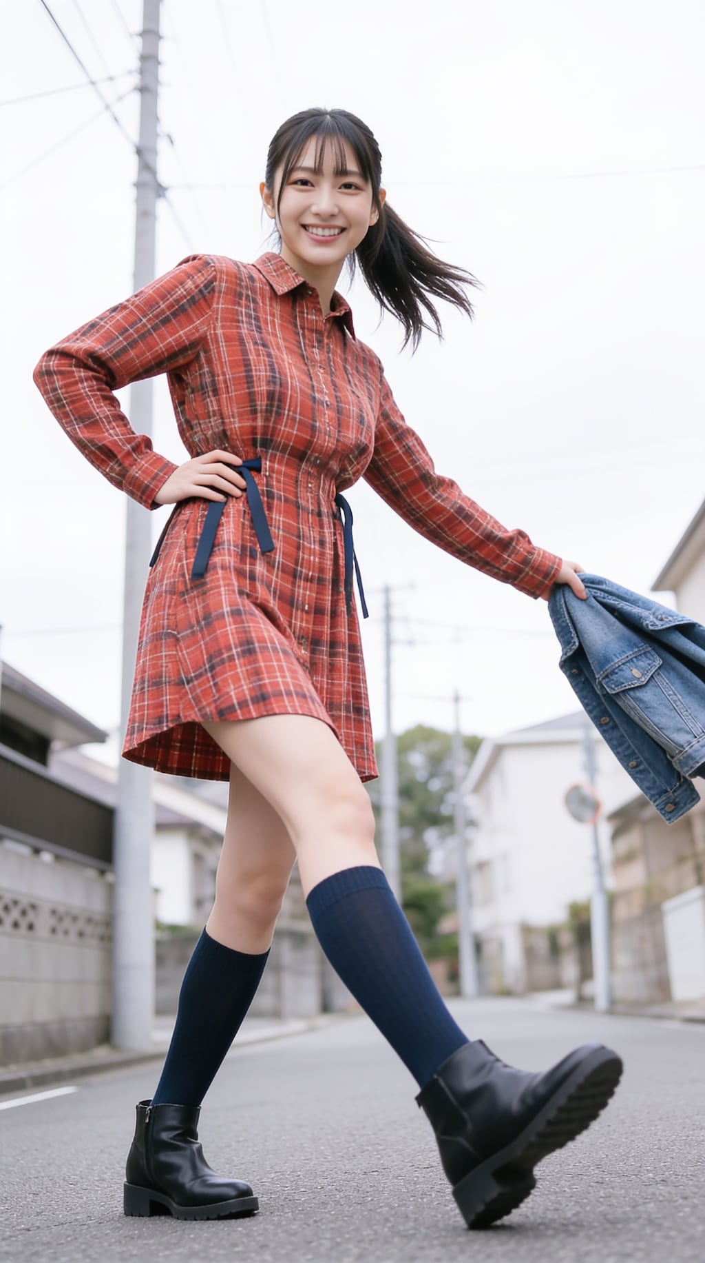 元気いっぱい！赤チェックのワンピース