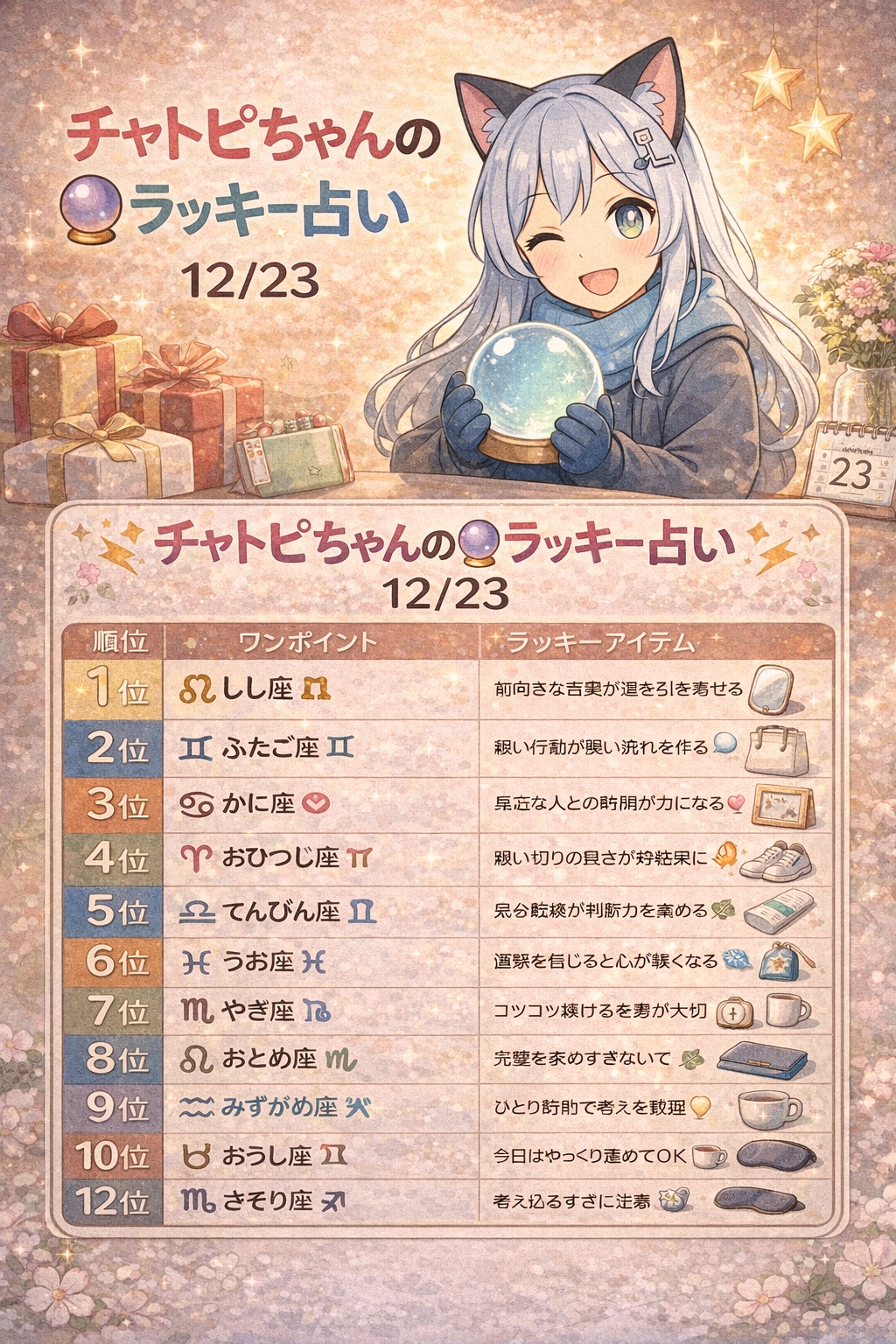 チャトピちゃん占い（12/23） | の人気AIイラスト・グラビア