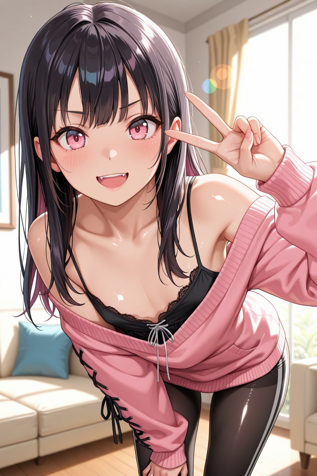 「ぴぃすっ☆　どう？　大人っぽい？」