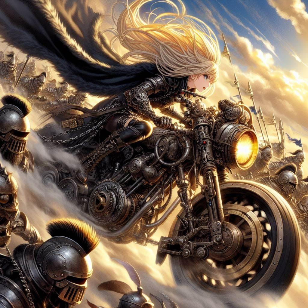 スチームパンク世界のブロンドの女騎士さんと騎士達