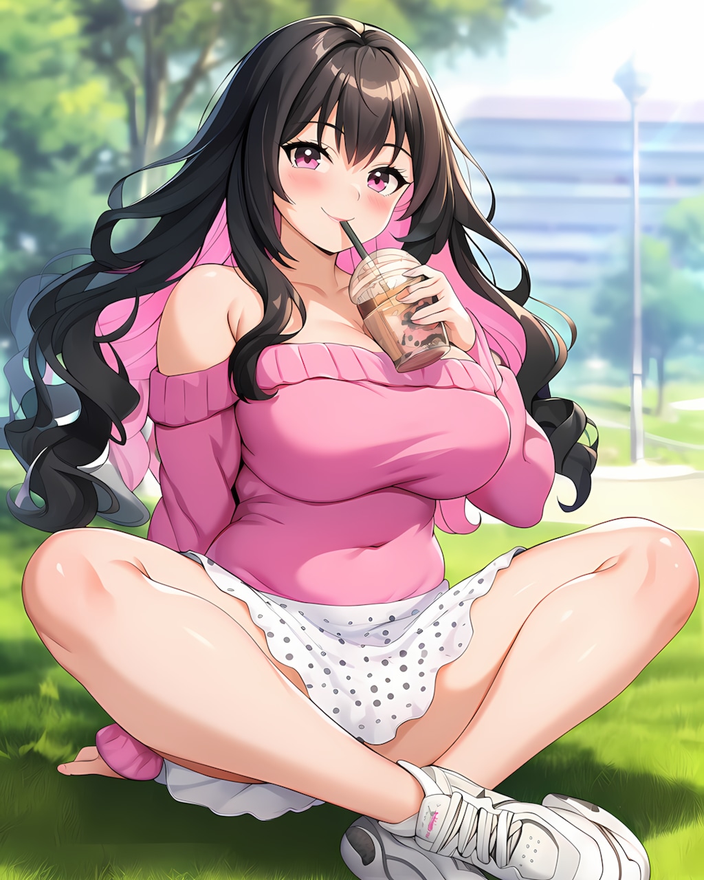 🌸芝生でタピオカ休憩🧋ぽかぽかキャンパスライフ✨