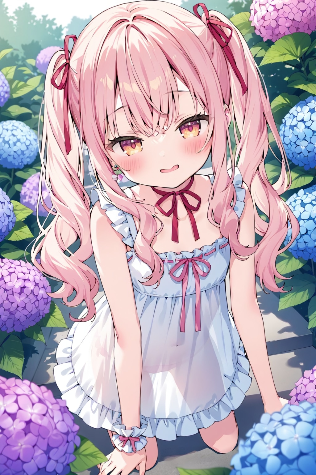 紫陽花に囲まれて