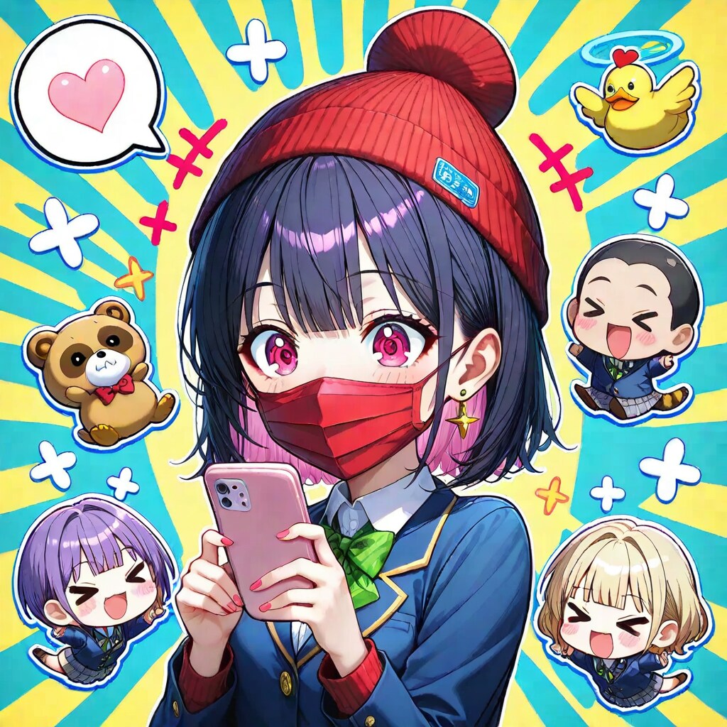 マスク姿の紫髪ちゃん