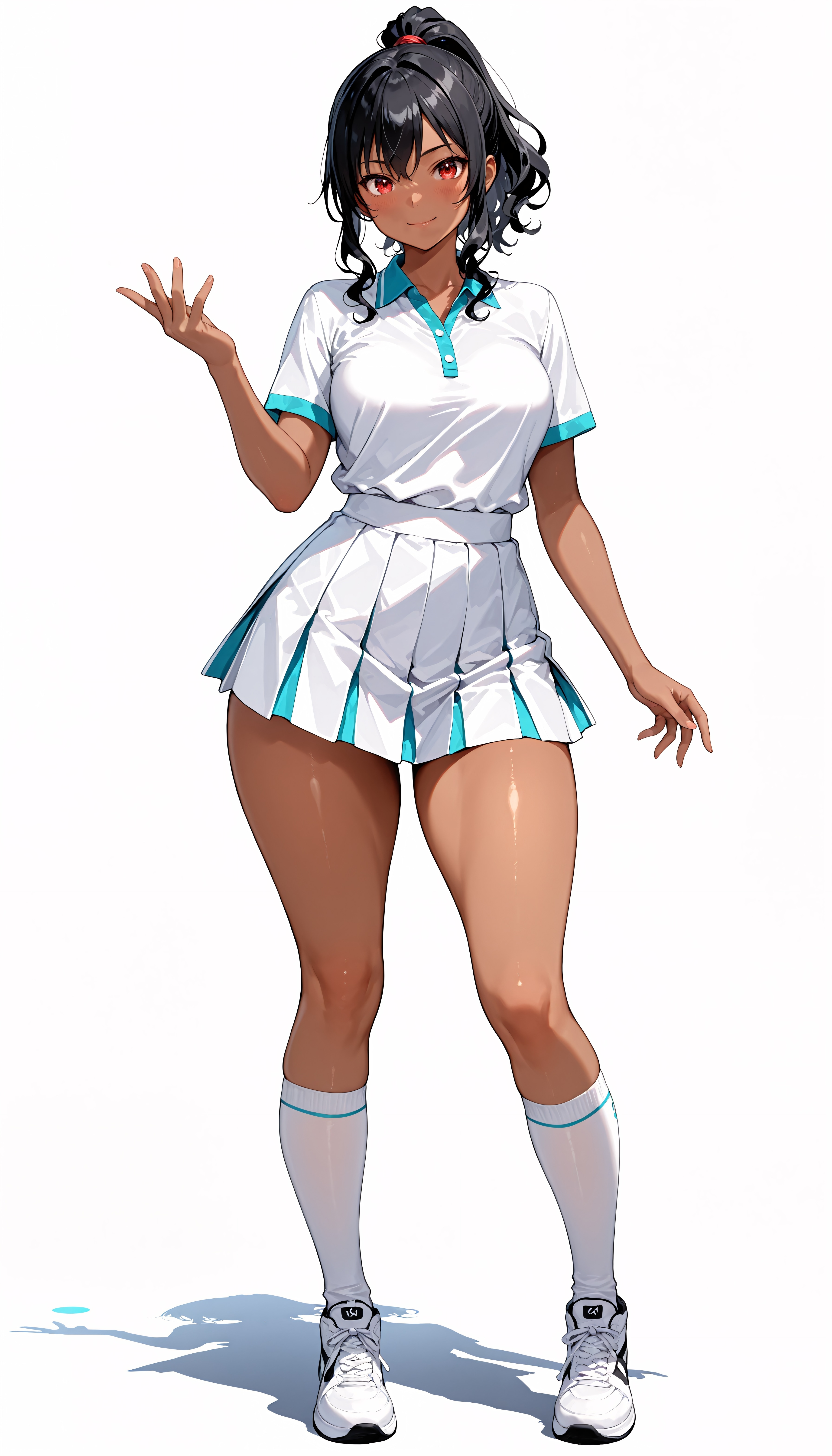 褐色ポニテJKテニスウェア１