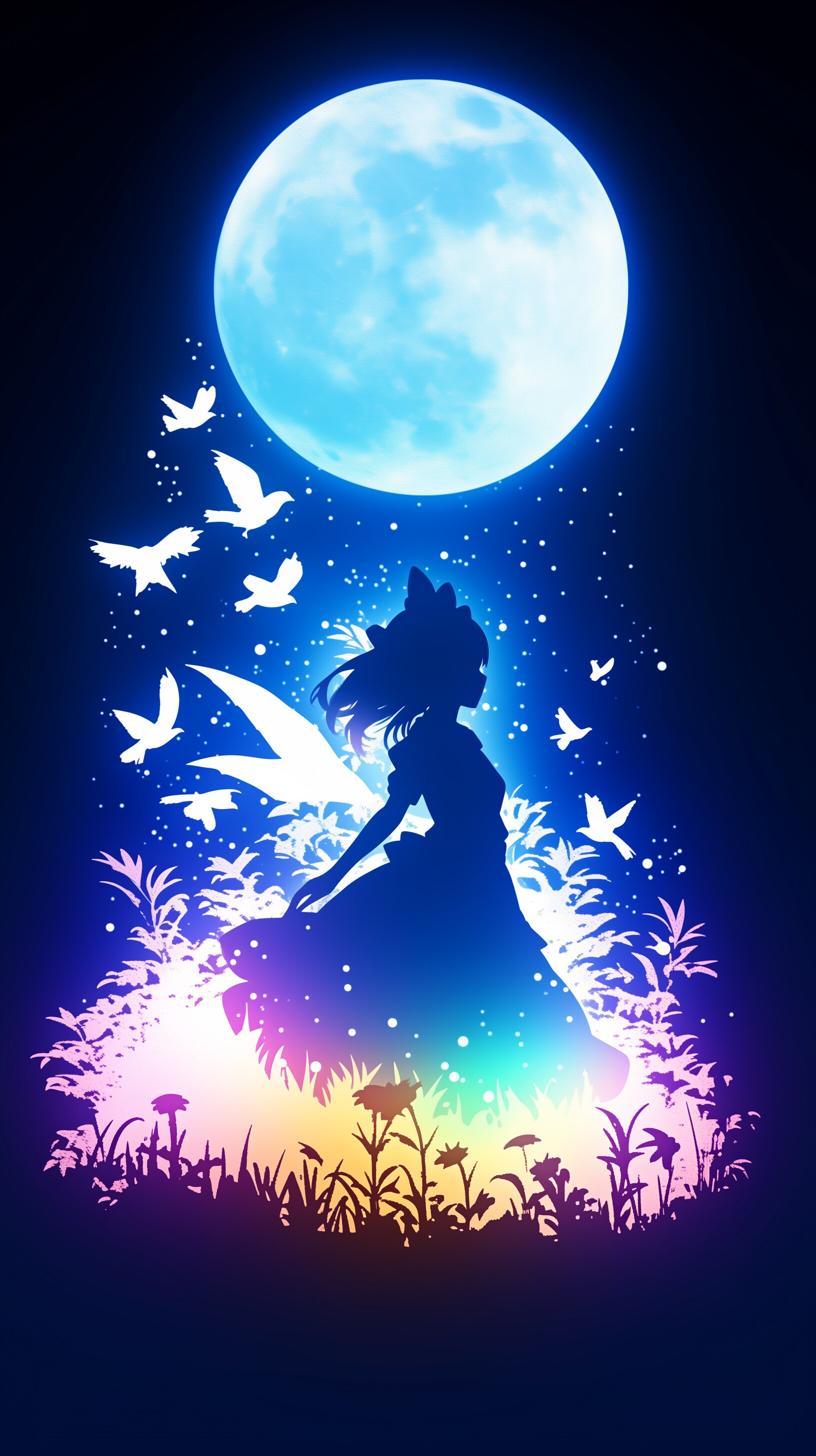 輝く花とシルエット | の人気AIイラスト・グラビア