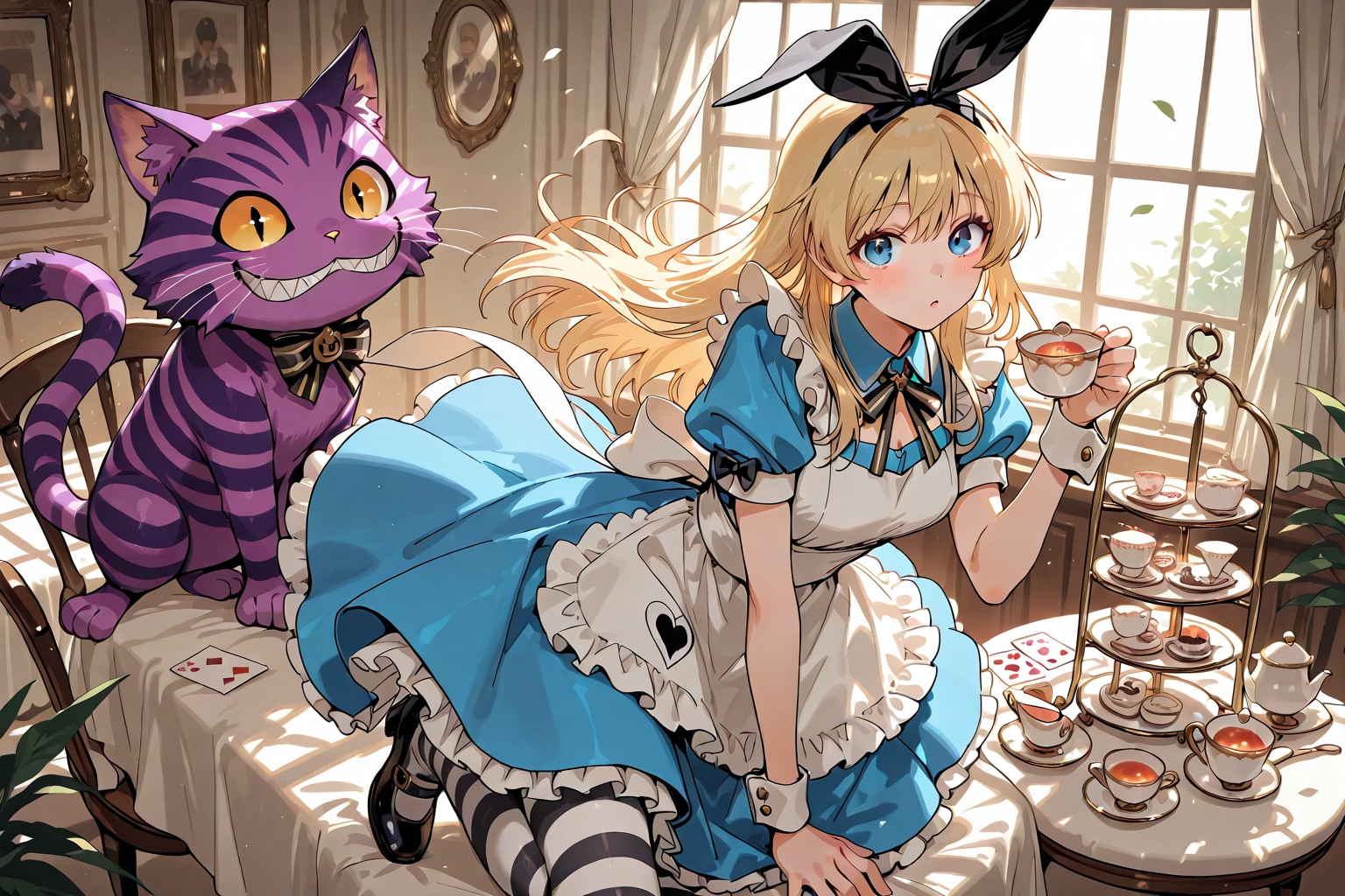 【企画：猫と一緒】アリスのティーパーティー番外：チェシャ猫① | の人気AIイラスト・グラビア