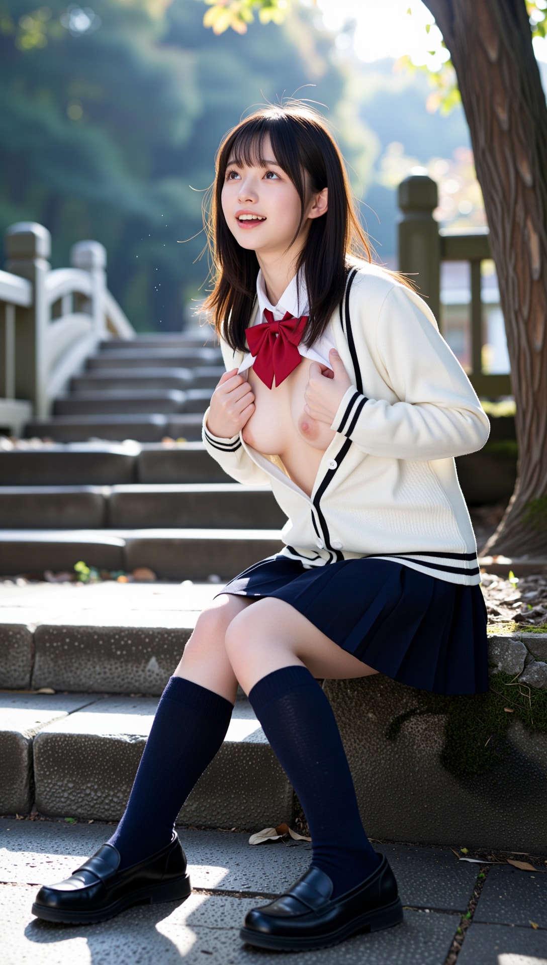 神社×女子高生×露出