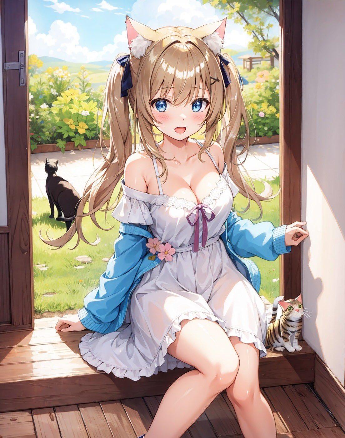 (猫カフェ)「え…？ 外に出ちゃった、、、  大丈夫？！」