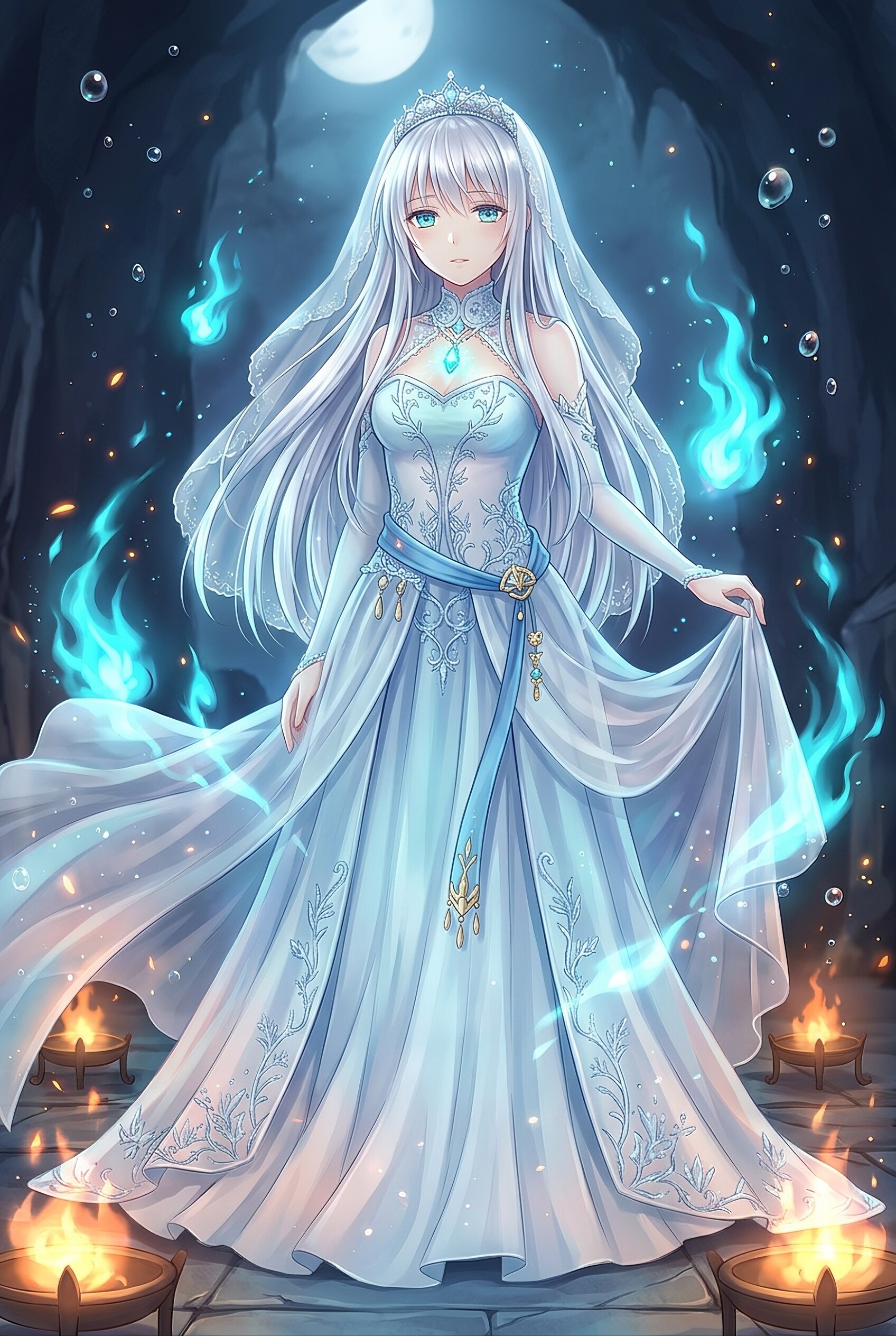 蒼焔纏う白銀花嫁 | の人気AIイラスト・グラビア