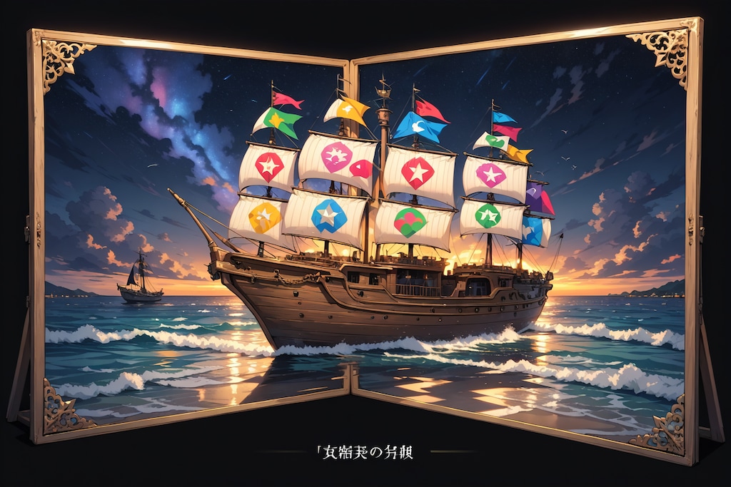 -海賊船屏風-