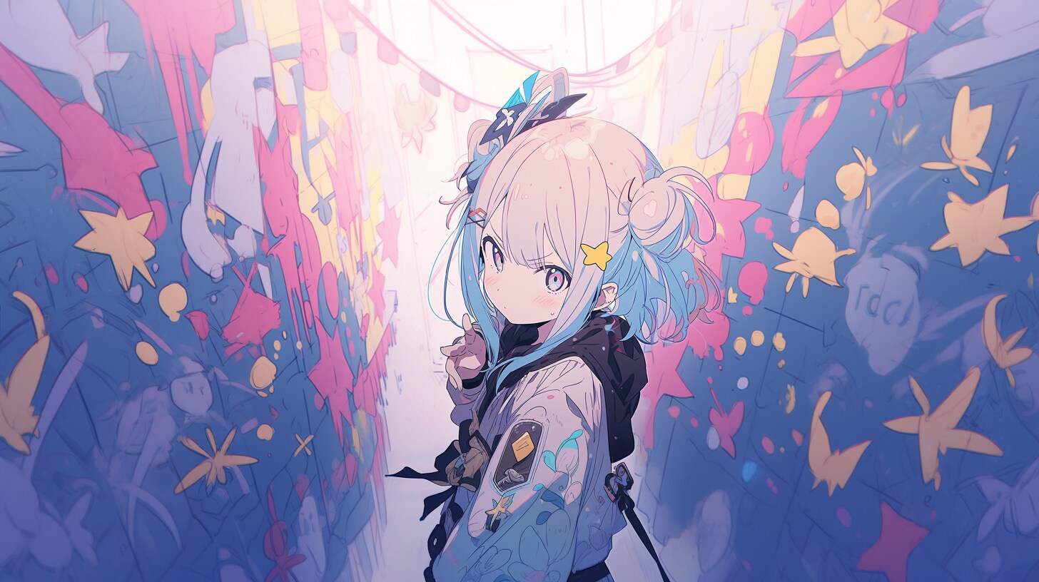 カラフルなアート少女