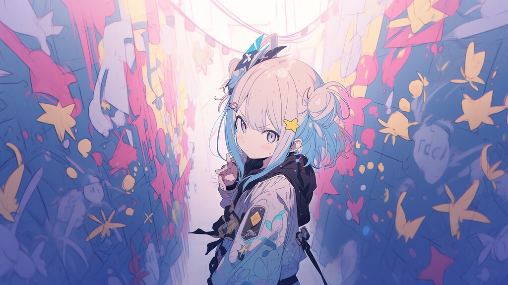 カラフルなアート少女