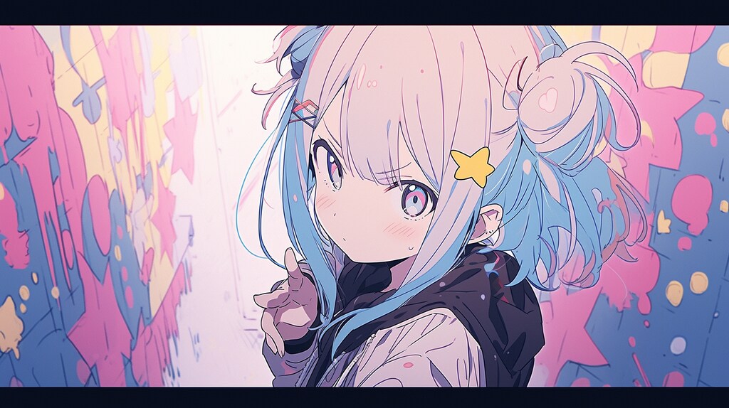 カラフルなアート少女