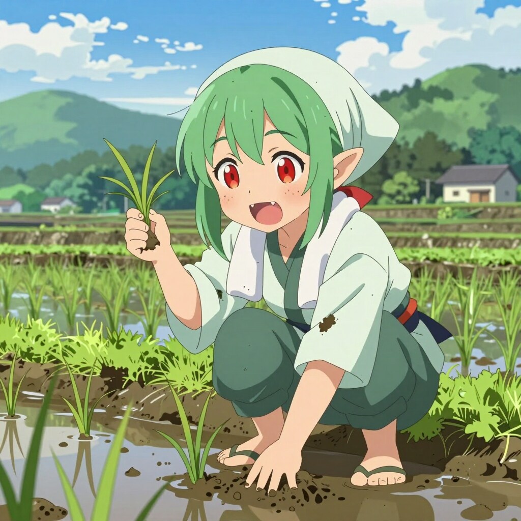 エルフさんの田植え | の人気AIイラスト・グラビア