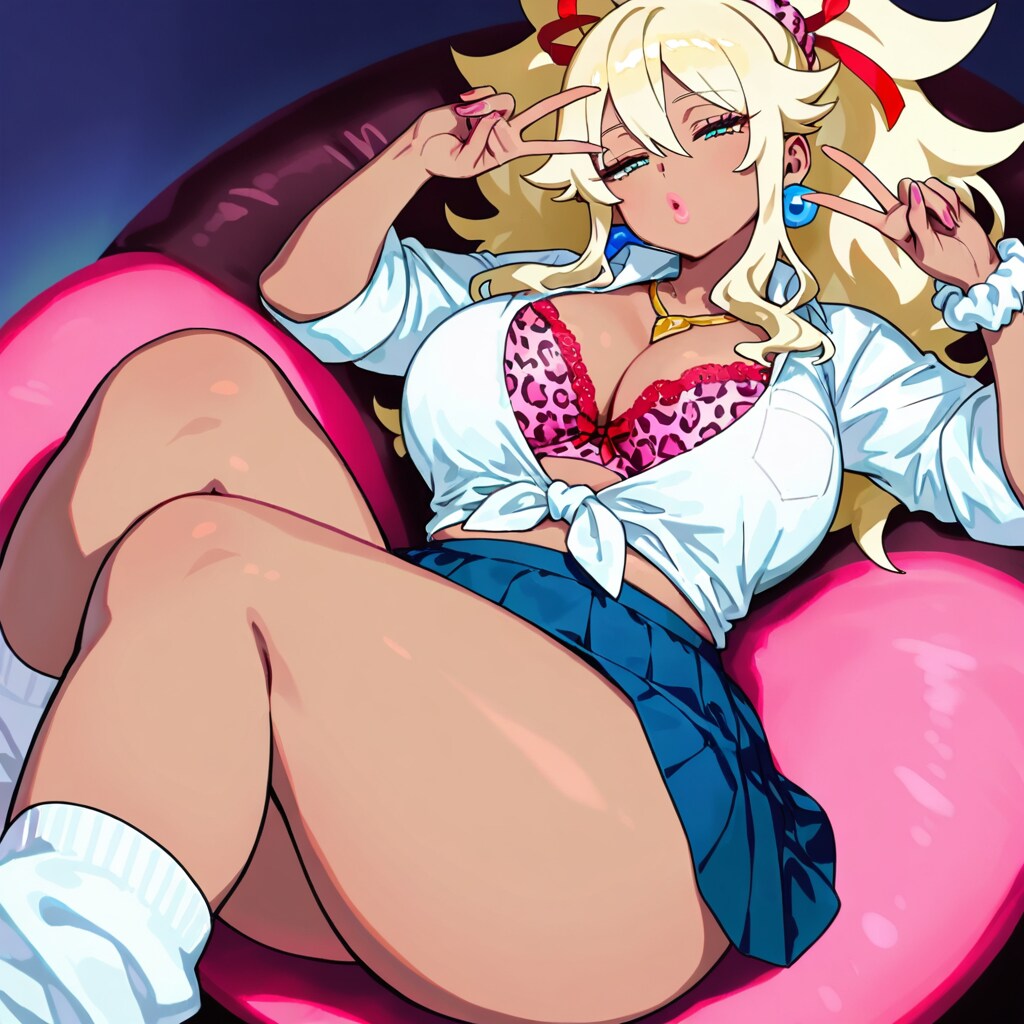 ダブルピース黒ギャル