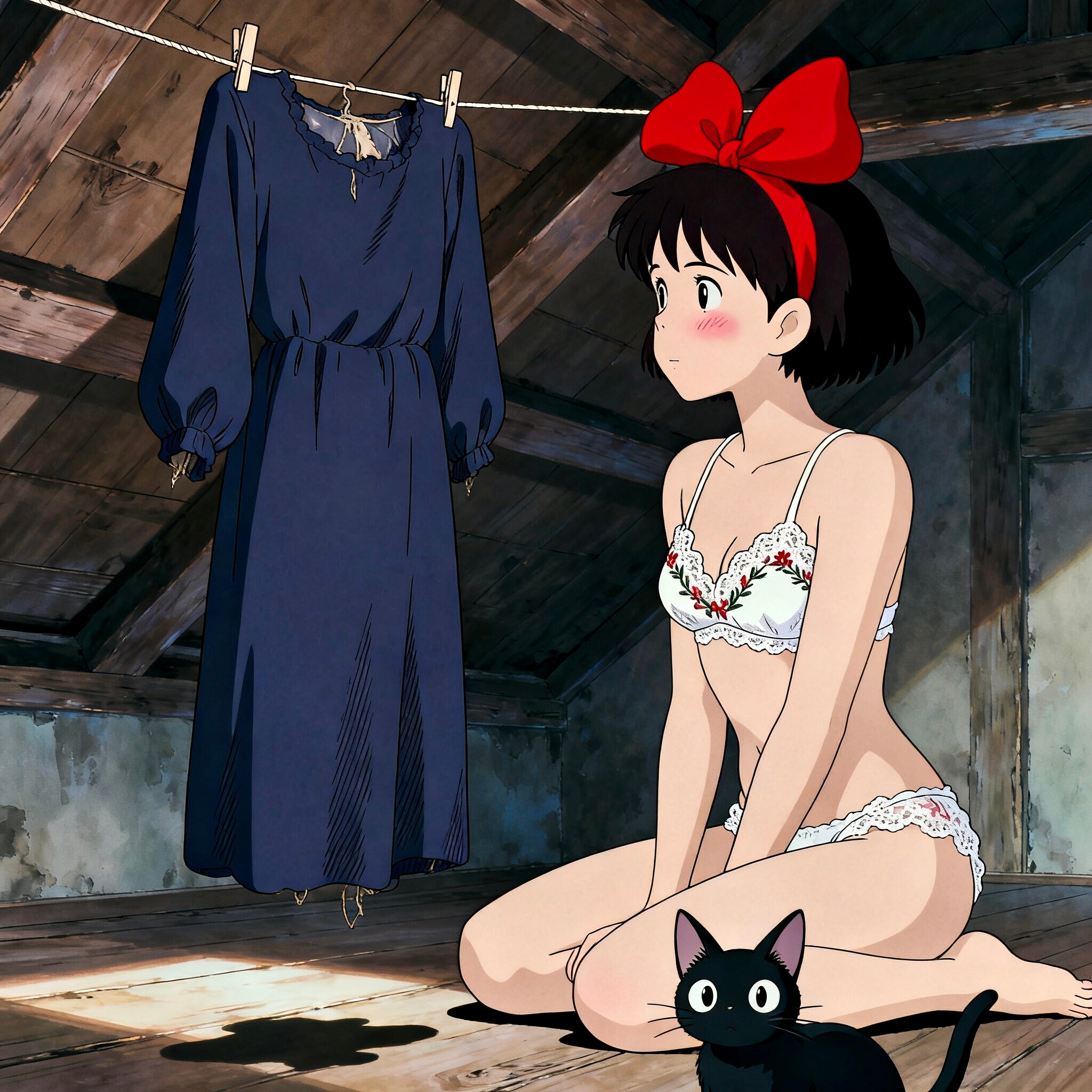 乾くまで着替えがないの。