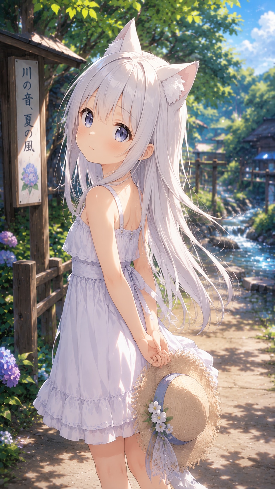 川辺の白い子 | の人気AIイラスト・グラビア