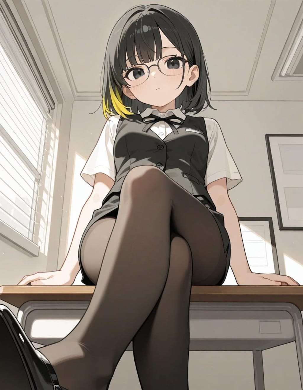 足を組むOLさん