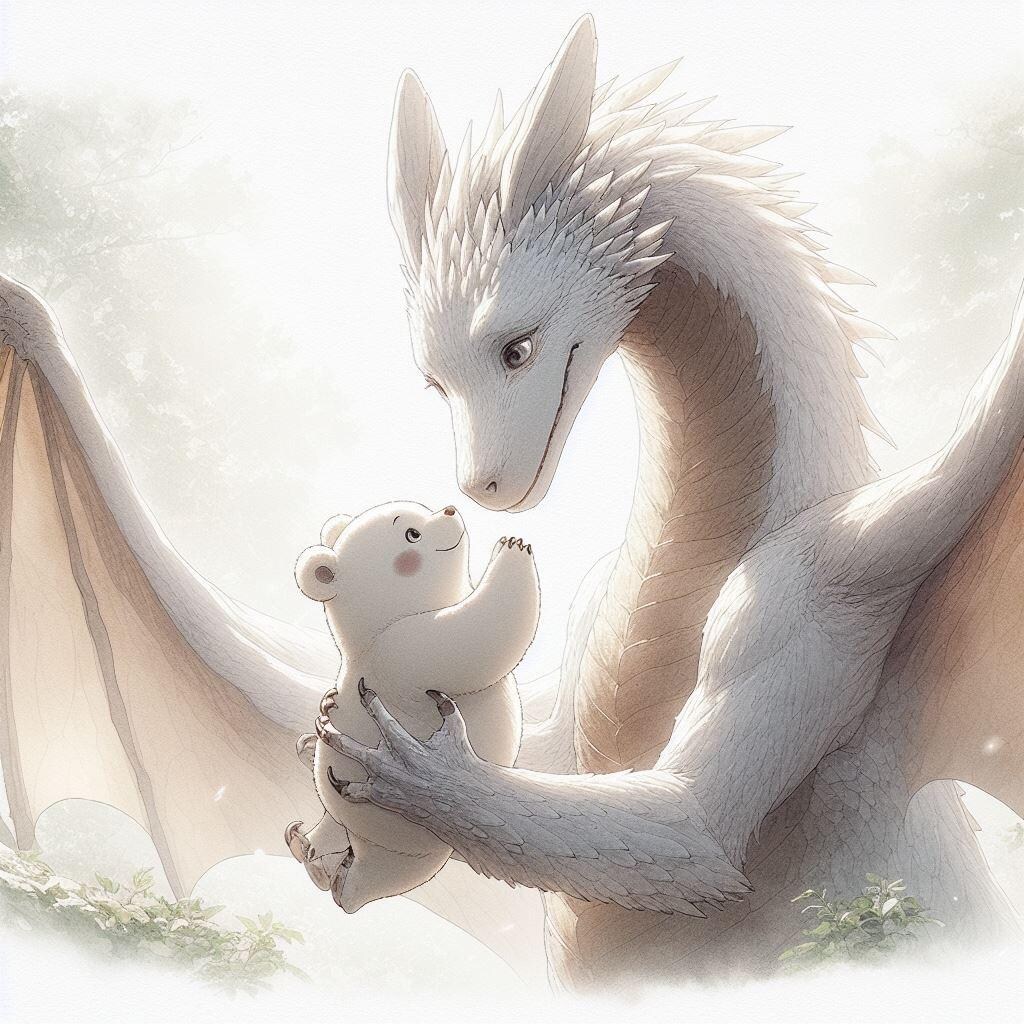 ママドラゴンとクマの赤ちゃん