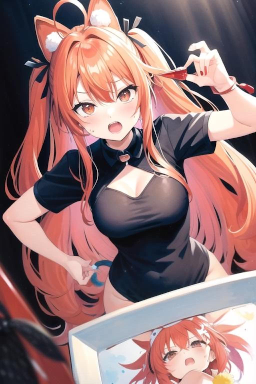 絵師、橙髪ツインテ娘