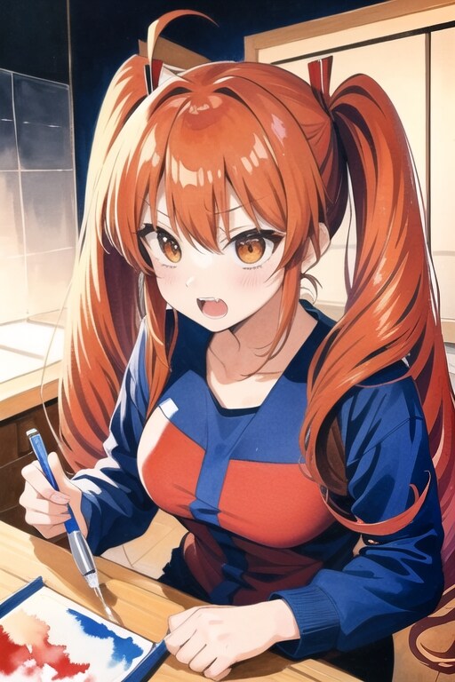 絵師、橙髪ツインテ娘 | の人気AIイラスト・グラビア